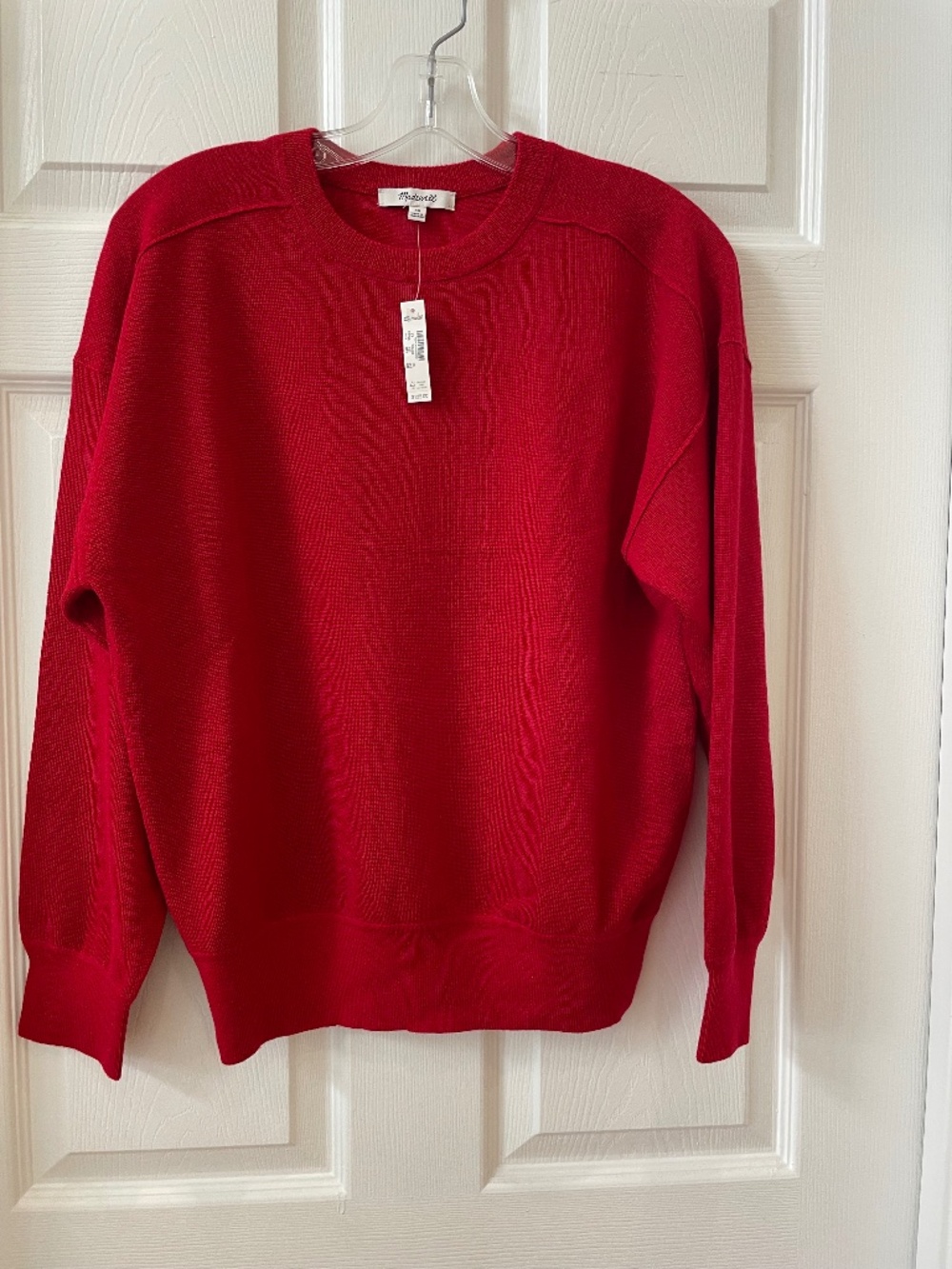 NWT Madewell Hayes Merino Wool Pullover in Crimson (Red) XS